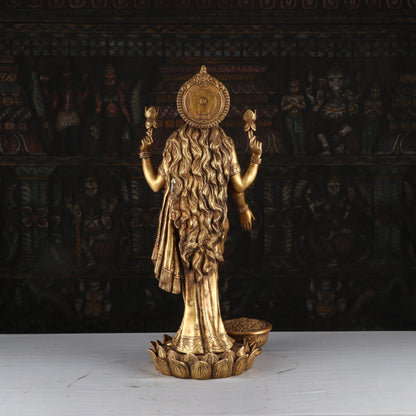 Brass Antique Goddess Lakshmi Statue Large Idol For Pooja Home Temple Decor 2 Feet by vendor-unknown - Hindu Gods (View 5)
