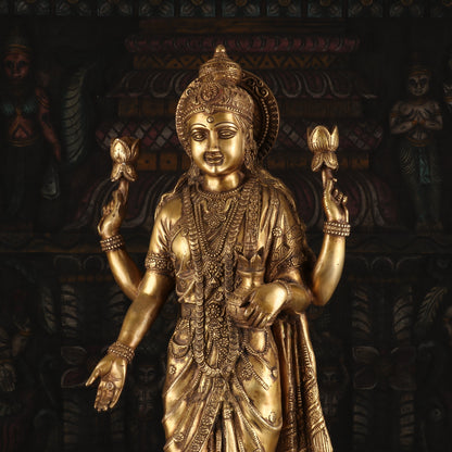 Brass Antique Goddess Lakshmi Statue Large Idol For Pooja Home Temple Decor 2 Feet by vendor-unknown - Hindu Gods (View 6)