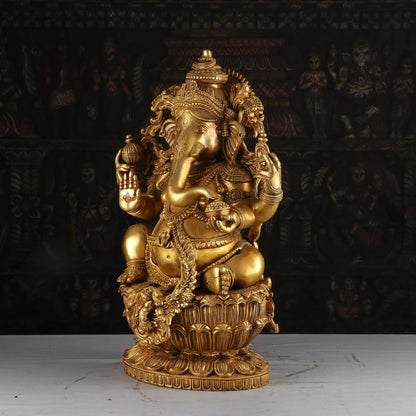 Brass Large Ganesha Statue Sculpture For Home Decor Showpiece 2 Feet by vendor-unknown - Hindu Gods (View 3)
