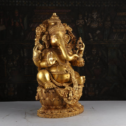 Brass Large Ganesha Statue Sculpture For Home Decor Showpiece 2 Feet by vendor-unknown - Hindu Gods (View 4)