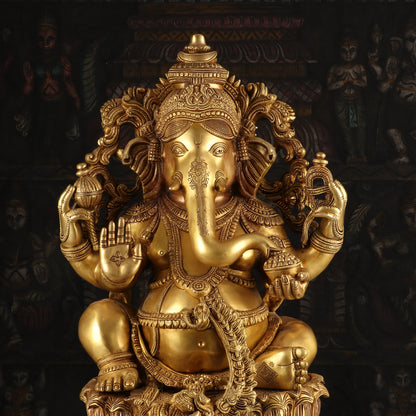 Brass Large Ganesha Statue Sculpture For Home Decor Showpiece 2 Feet by vendor-unknown - Hindu Gods (View 6)