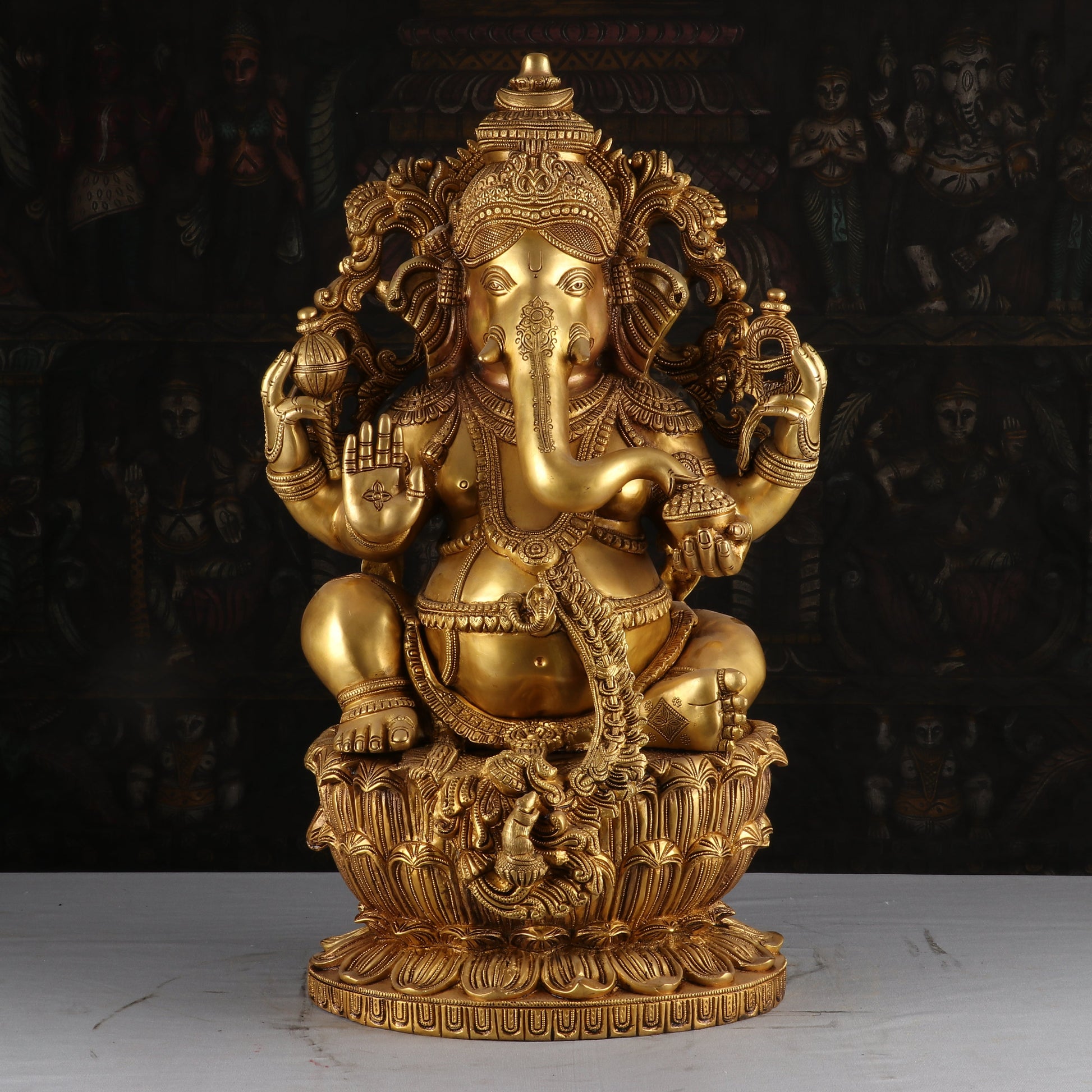 Brass Large Ganesha Statue Sculpture For Home Decor Showpiece 2 Feet - Eco-friendly - Sama Homes
