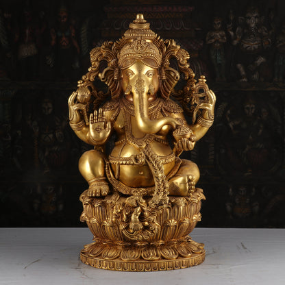 Brass Large Ganesha Statue Sculpture For Home Decor Showpiece 2 Feet by vendor-unknown - Hindu Gods