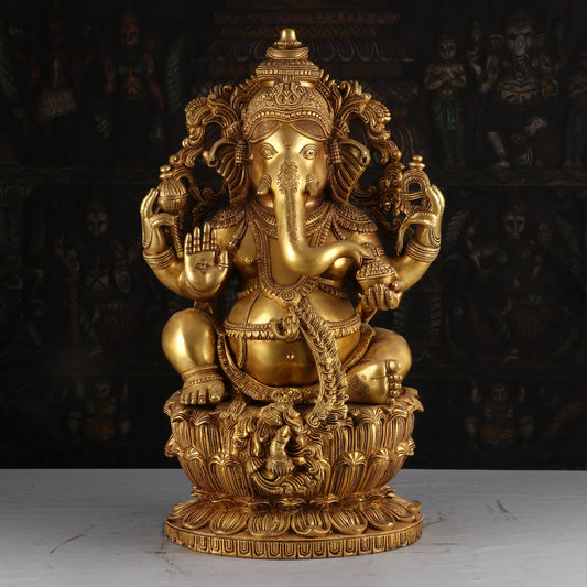 Brass Large Ganesha Statue Sculpture For Home Decor Showpiece 2 Feet