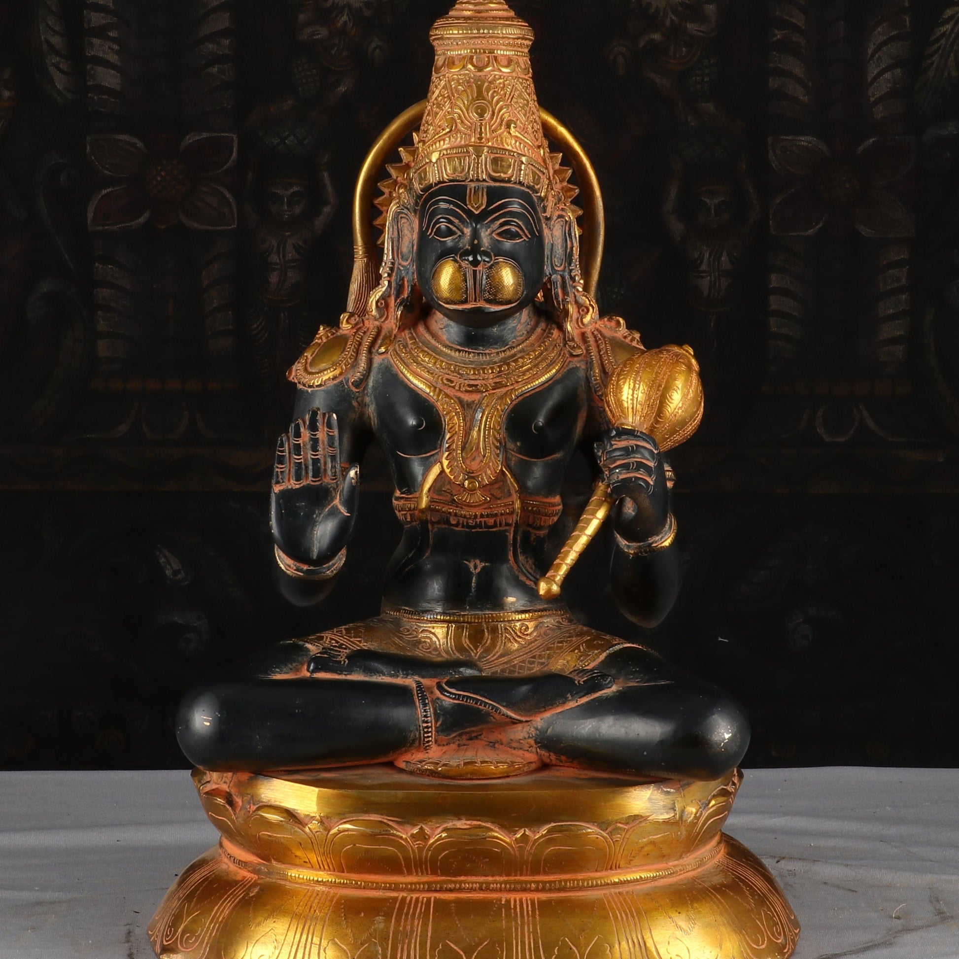 Brass Hanuman Statue Antique Patina Finish 16 Inch - Image 2