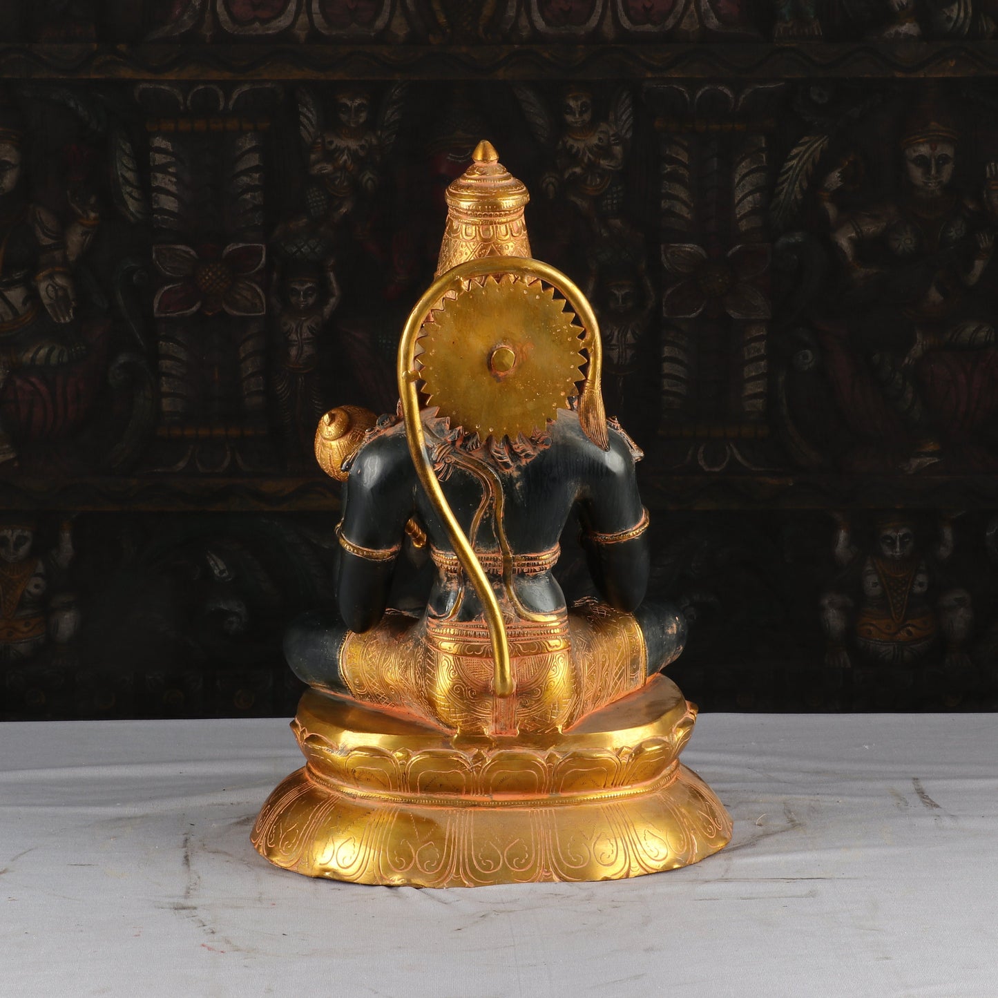 Brass Hanuman Statue Antique Patina Finish 16 Inch