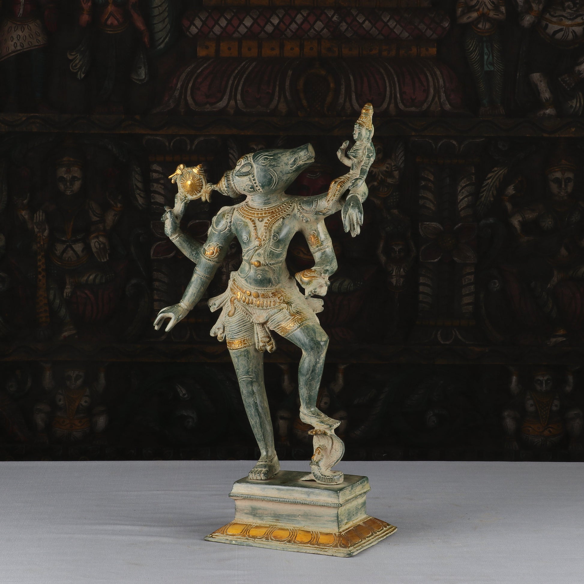 Brass Handicraft Antique Varaha Lakshmi Statue Religious Idol Decor 1.5 Feet - Image 4