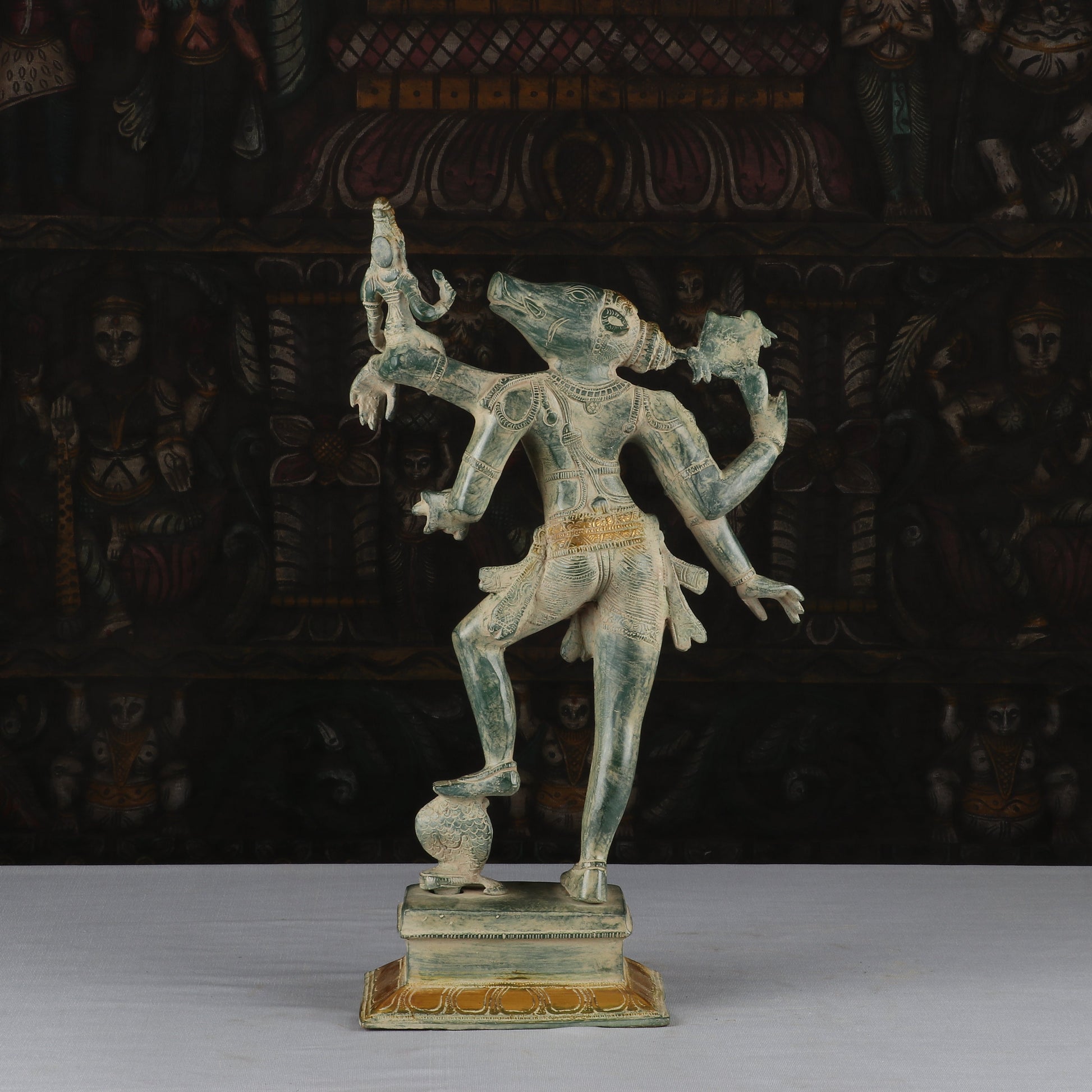 Brass Handicraft Antique Varaha Lakshmi Statue Religious Idol Decor 1.5 Feet - Image 5