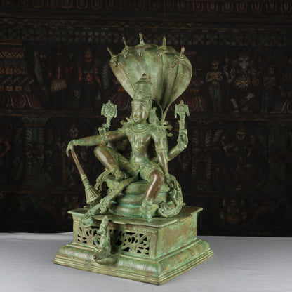 Brass Large Sitting Lord Vishnu Statue Antique Finished Idol Religious Decor 2.5 Feet by vendor-unknown - Hindu Gods (View 3)