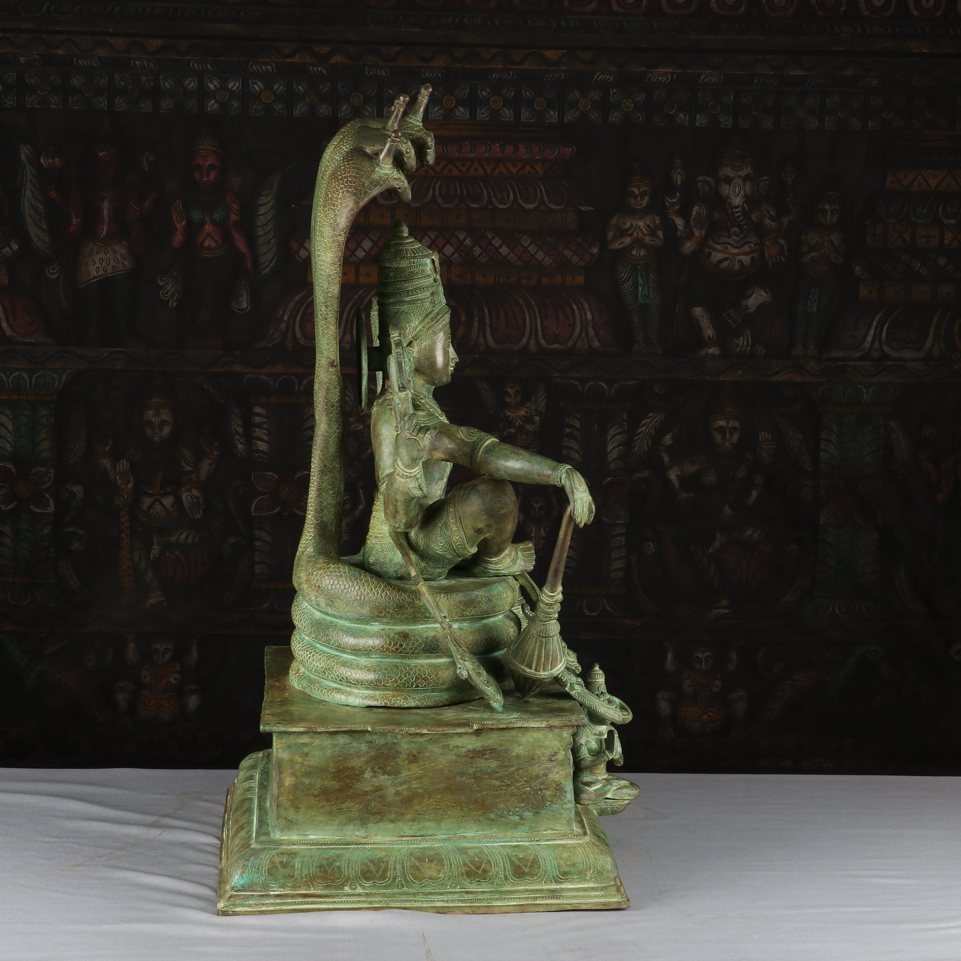 Brass Large Sitting Lord Vishnu Statue Antique Finished Idol Religious Decor 2.5 Feet - Image 5