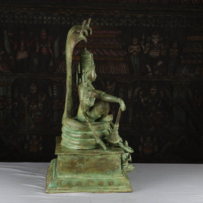 Brass Large Sitting Lord Vishnu Statue Antique Finished Idol Religious Decor 2.5 Feet by vendor-unknown - Hindu Gods (View 5)