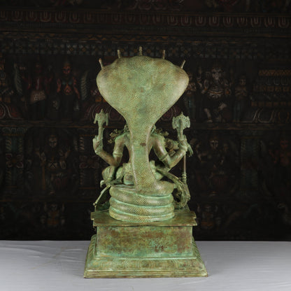 Brass Large Sitting Lord Vishnu Statue Antique Finished Idol Religious Decor 2.5 Feet by vendor-unknown - Hindu Gods (View 6)