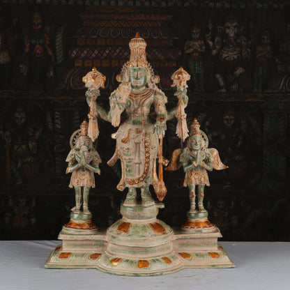 Brass Vishnu Statue With Garuda And Hanuman Antique Finished Idol Religious Decor 2 Feet by vendor-unknown - Hindu Gods (View 2)