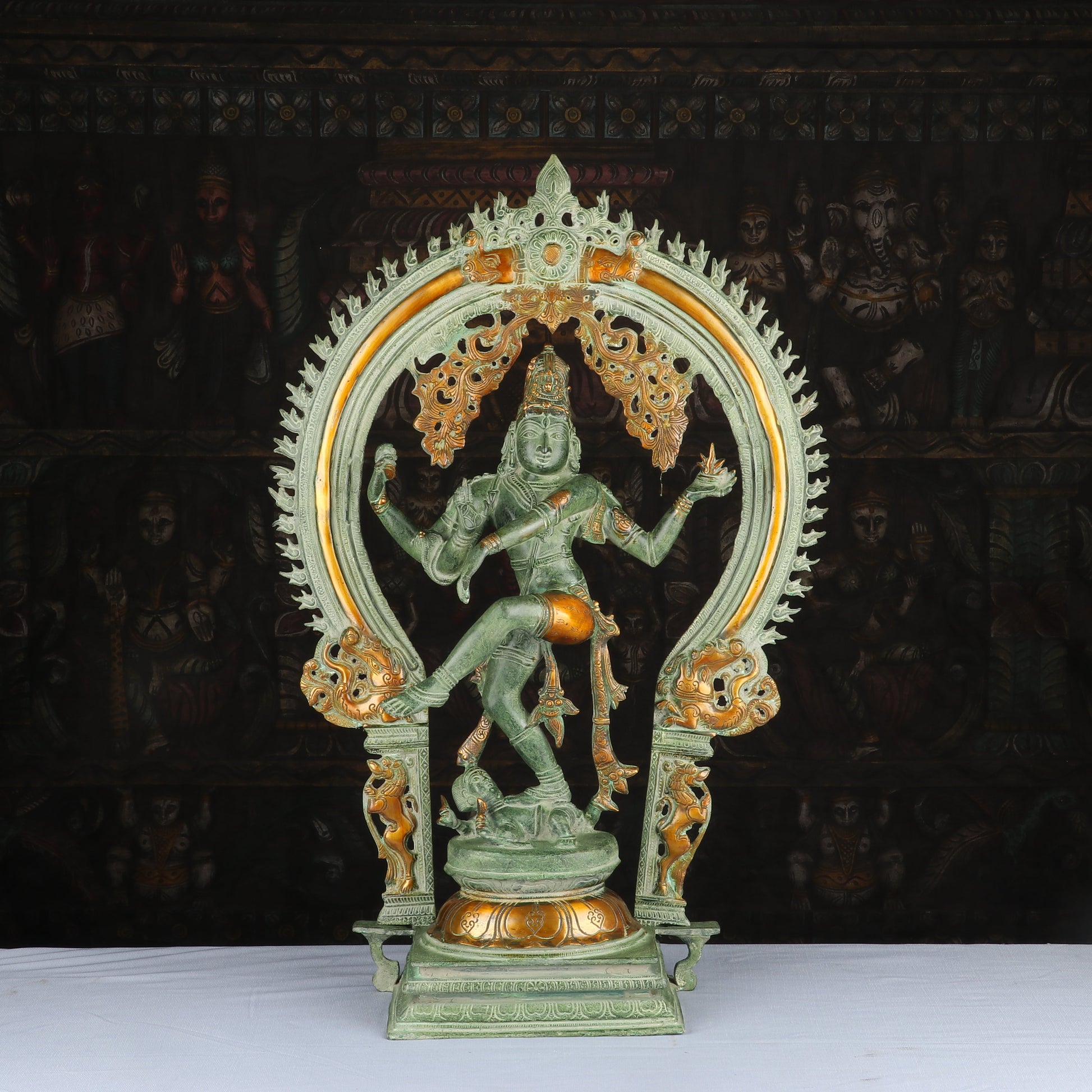 Brass Large Nataraja Idol Antique Finish Home Office Decor Statue Showpiece 27" - Eco-friendly - Sama Homes