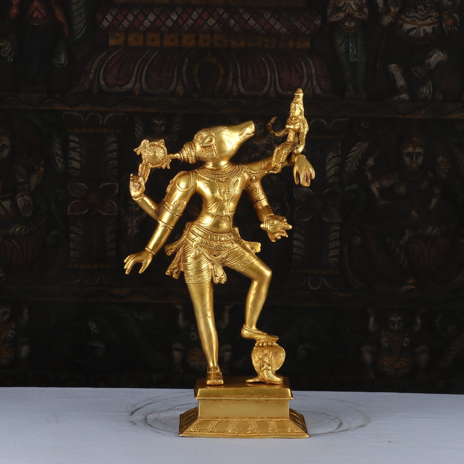 Brass Handicraft Varaha Lakshmi Statue Idol Religious Decor 1.5 Feet - Image 3