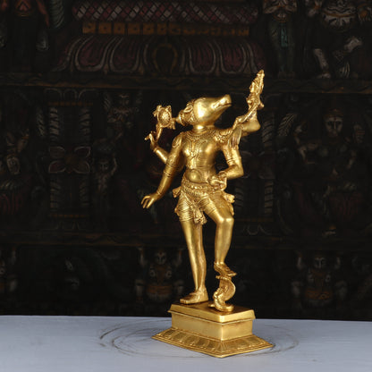 Brass Handicraft Varaha Lakshmi Statue Idol Religious Decor 1.5 Feet by vendor-unknown - Hindu Gods (View 5)