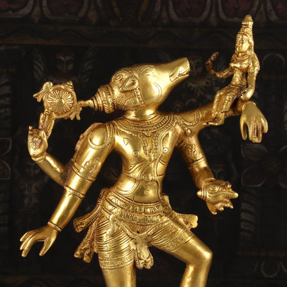 Brass Handicraft Varaha Lakshmi Statue Idol Religious Decor 1.5 Feet by vendor-unknown - Hindu Gods (View 2)