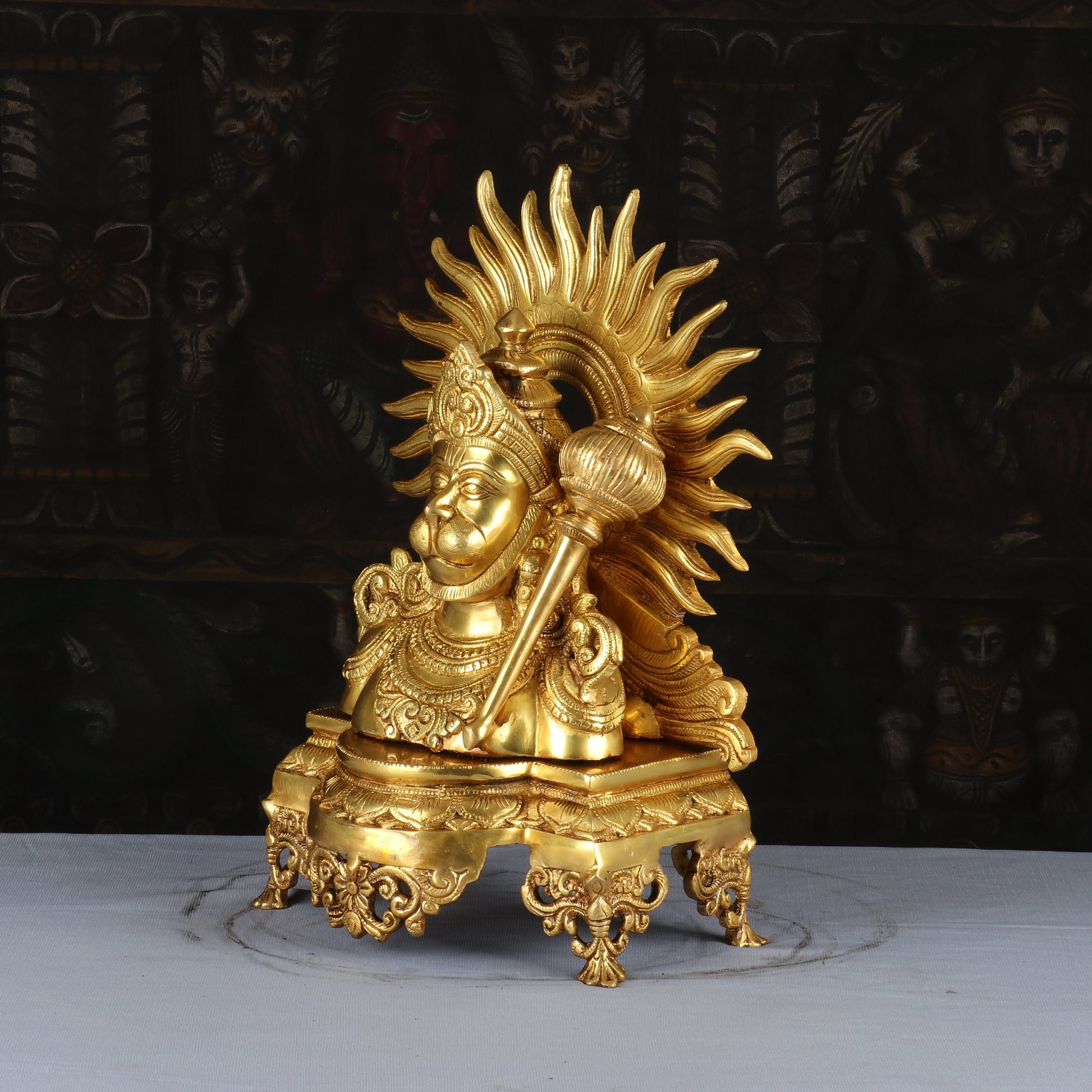 Brass Hanuman Bust Statue Home Office Pooja Room Decor Gift Idol 14 Inch - Image 4