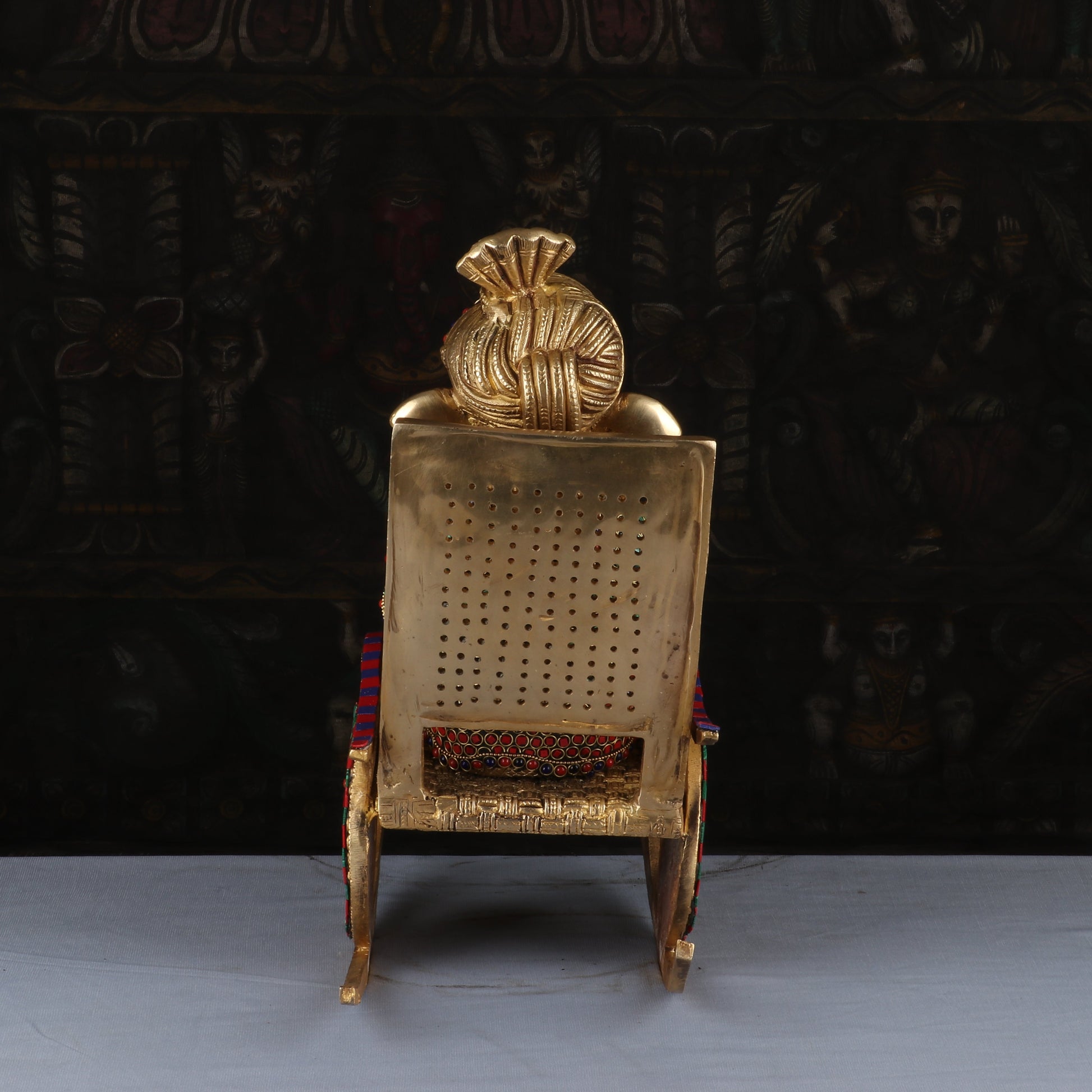 Brass Big Ganesha Idol On Chair Reading Book Stone Work Home Decor 1.5 Feet - Image 5