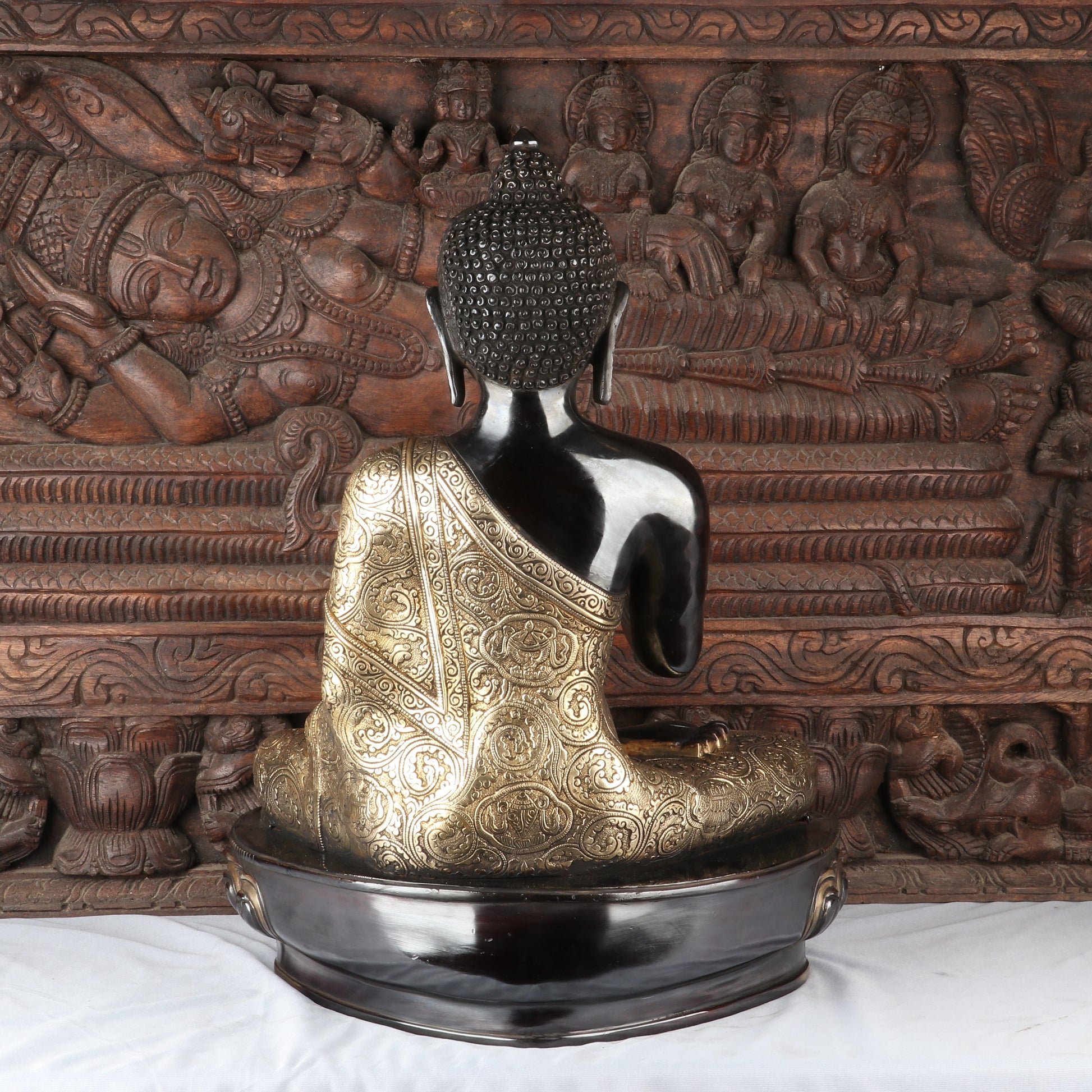 Brass Large Sitting Buddha Idol Antique Finish For Home Decor Showpiece 2 Feet - Image 5