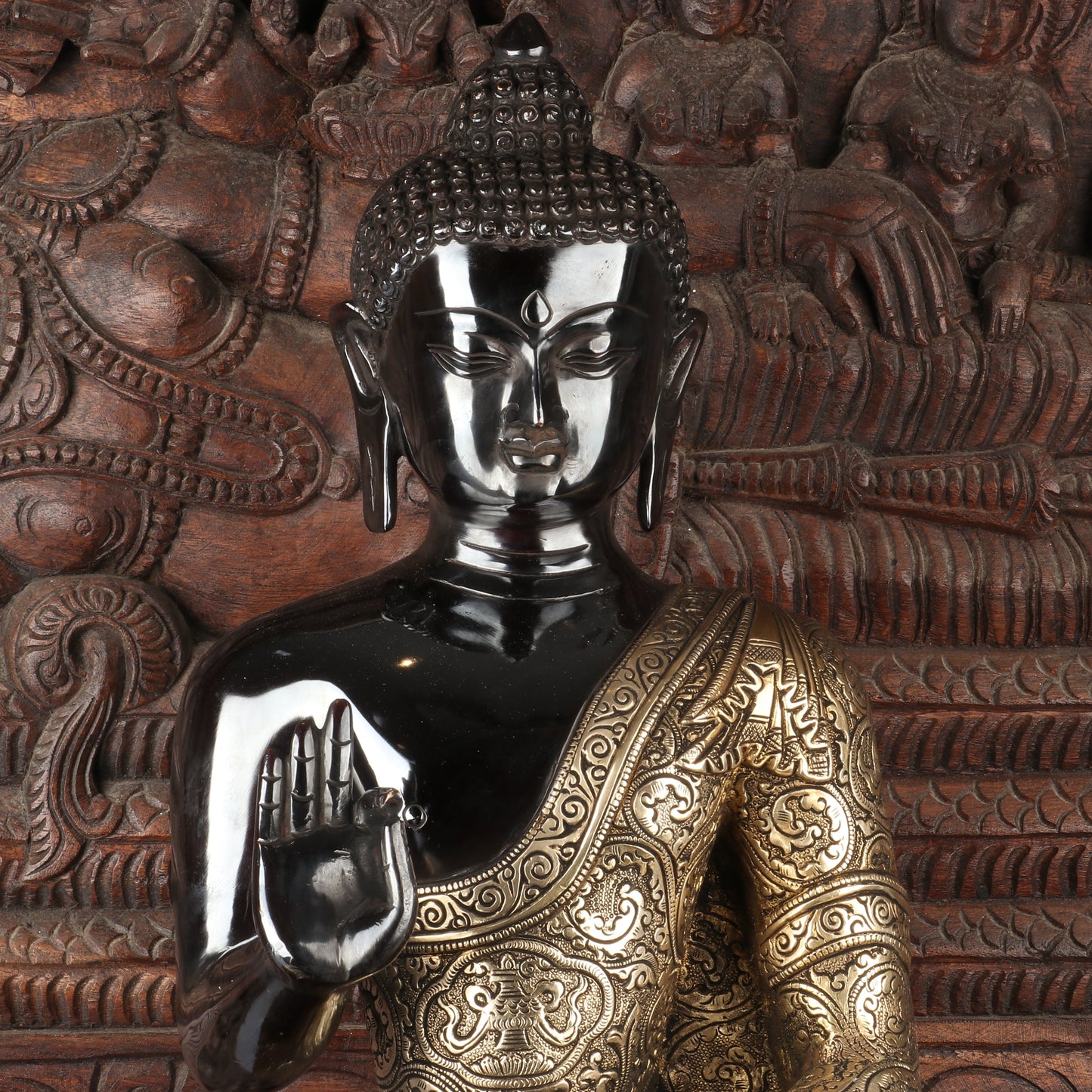 Brass Large Sitting Buddha Idol Antique Finish For Home Decor Showpiece 2 Feet