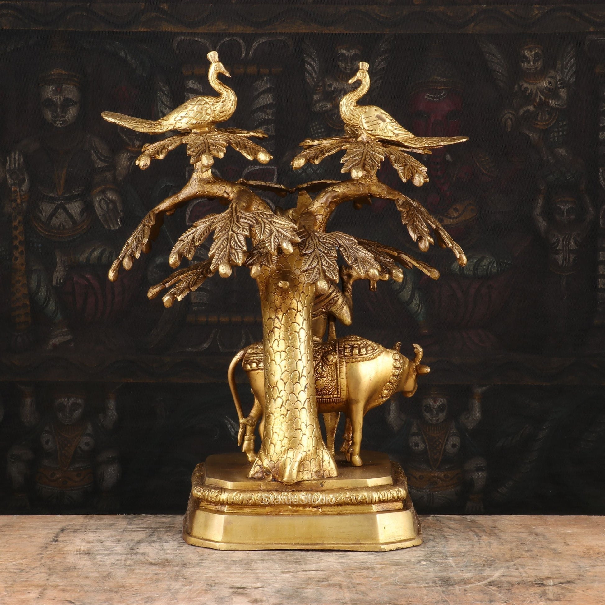 Brass Krishna Statue With Under The Tree Idol For Home Temple Decor 1 Feet - Image 6