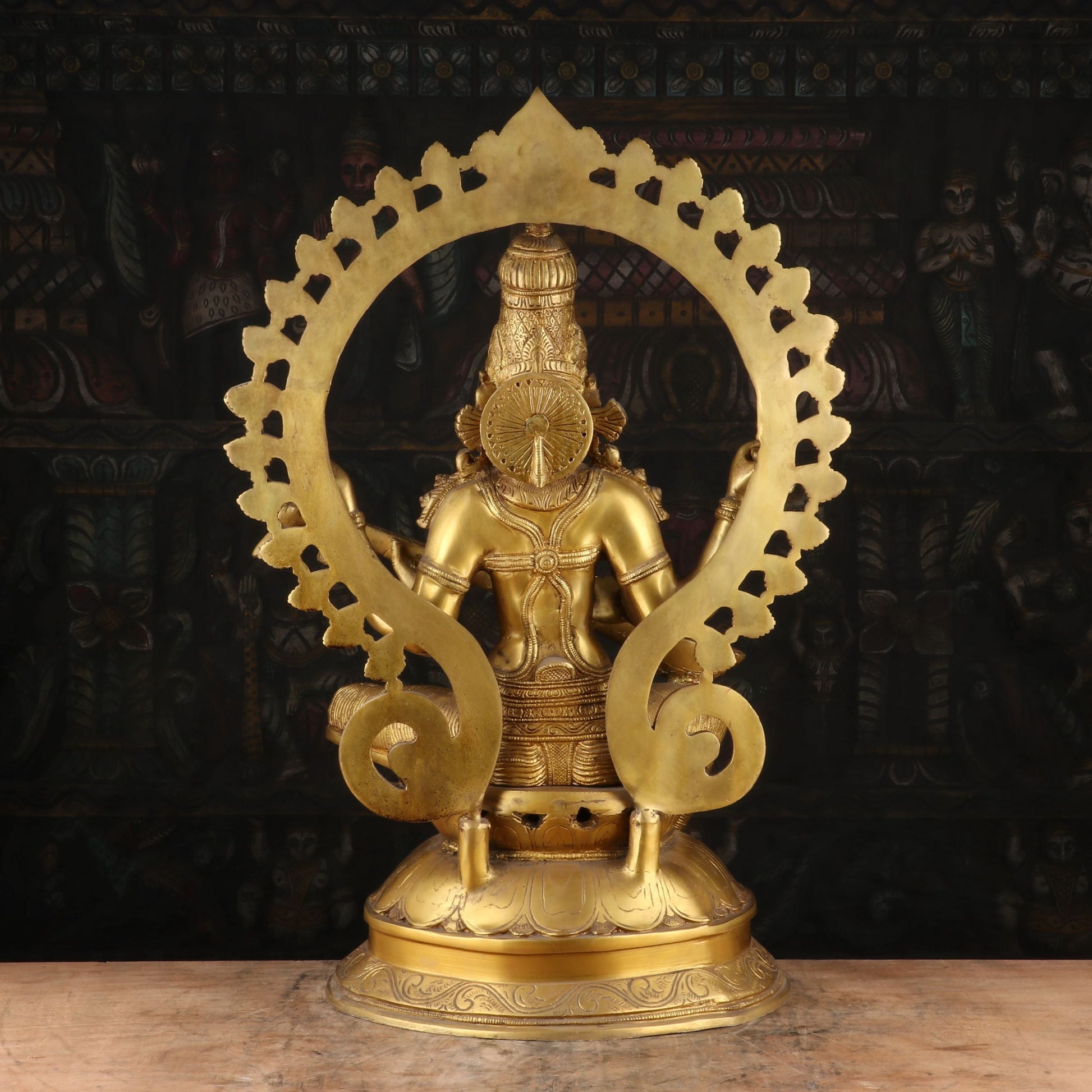 Brass Large Goddess Saraswati Statue With Arch Idol For Pooja Room Temple Decor 27 - Image 5