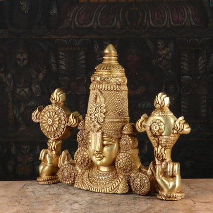 Brass Balaji Head Statue Antique Religious Decor Idol 15" by vendor-unknown - Gifting (View 4)