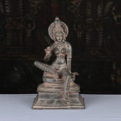 Brass Goddess Parvati Statue Idol Religious Antique Finished Home Temple Decor 1 Feet by vendor-unknown - Hindu Gods (View 2)