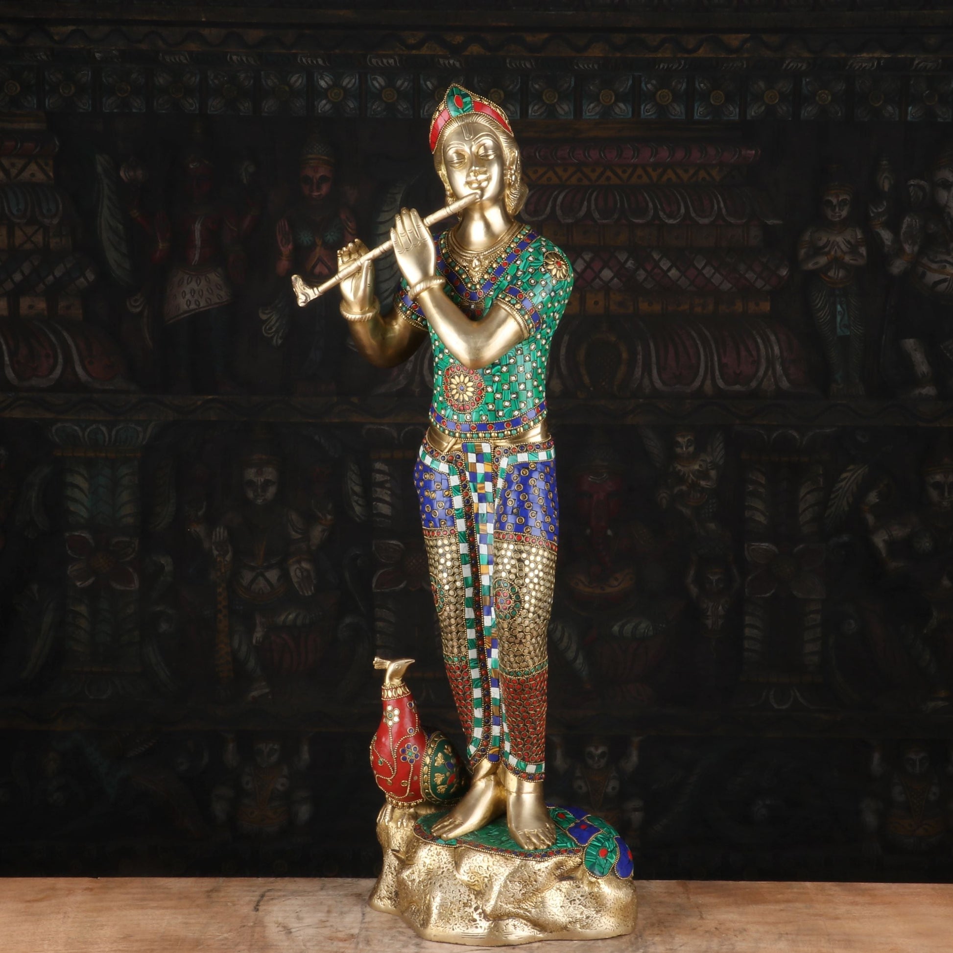 Brass Krishna Statue with Flute 2.5 Feet by StatueStudio - Image 4