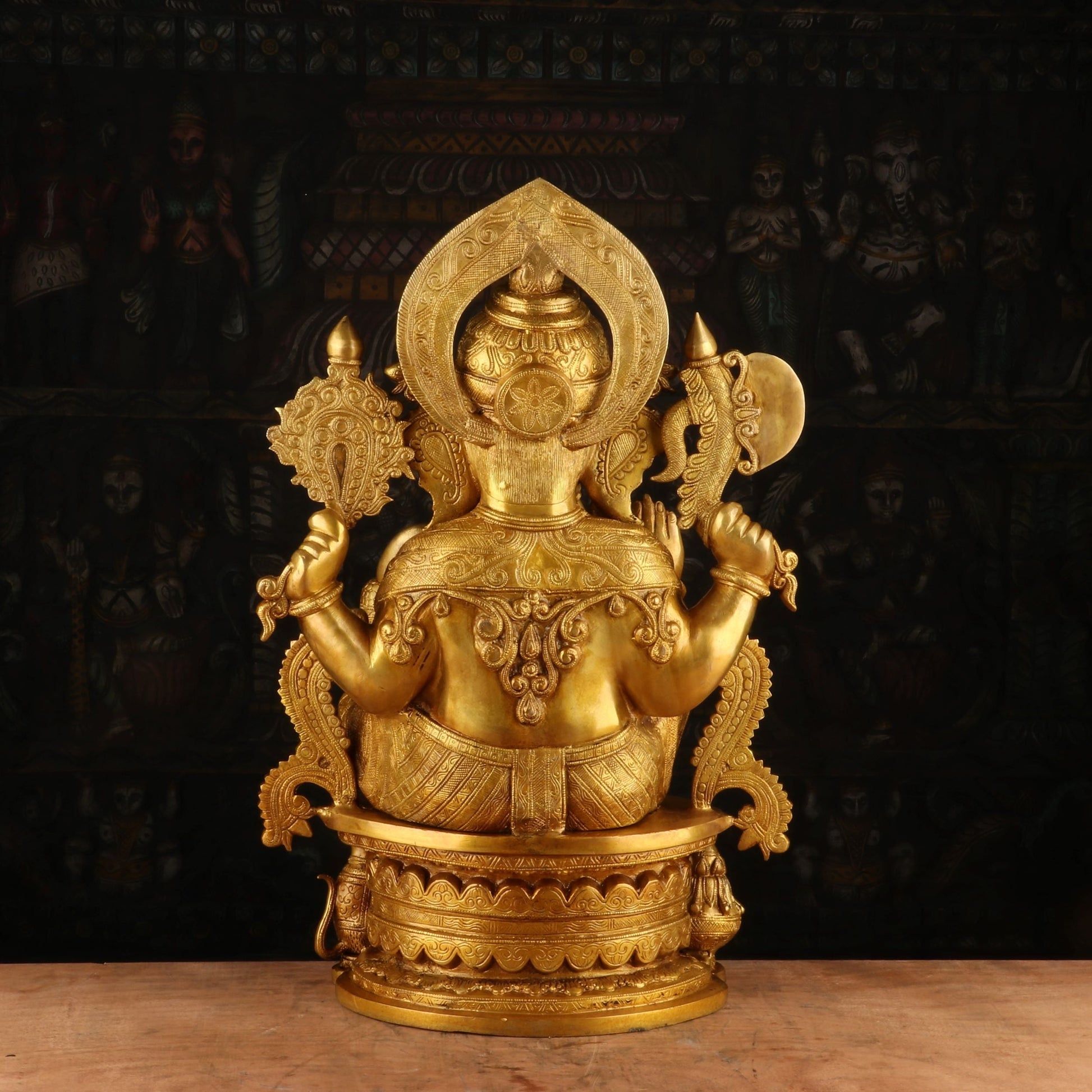 Brass Big Ganesha Statue Sitting On OM Pedestal For Home Decor 2 Feet - Image 5