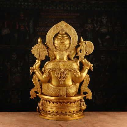 Brass Big Ganesha Statue Sitting On OM Pedestal For Home Decor 2 Feet by vendor-unknown - Hindu Gods (View 5)