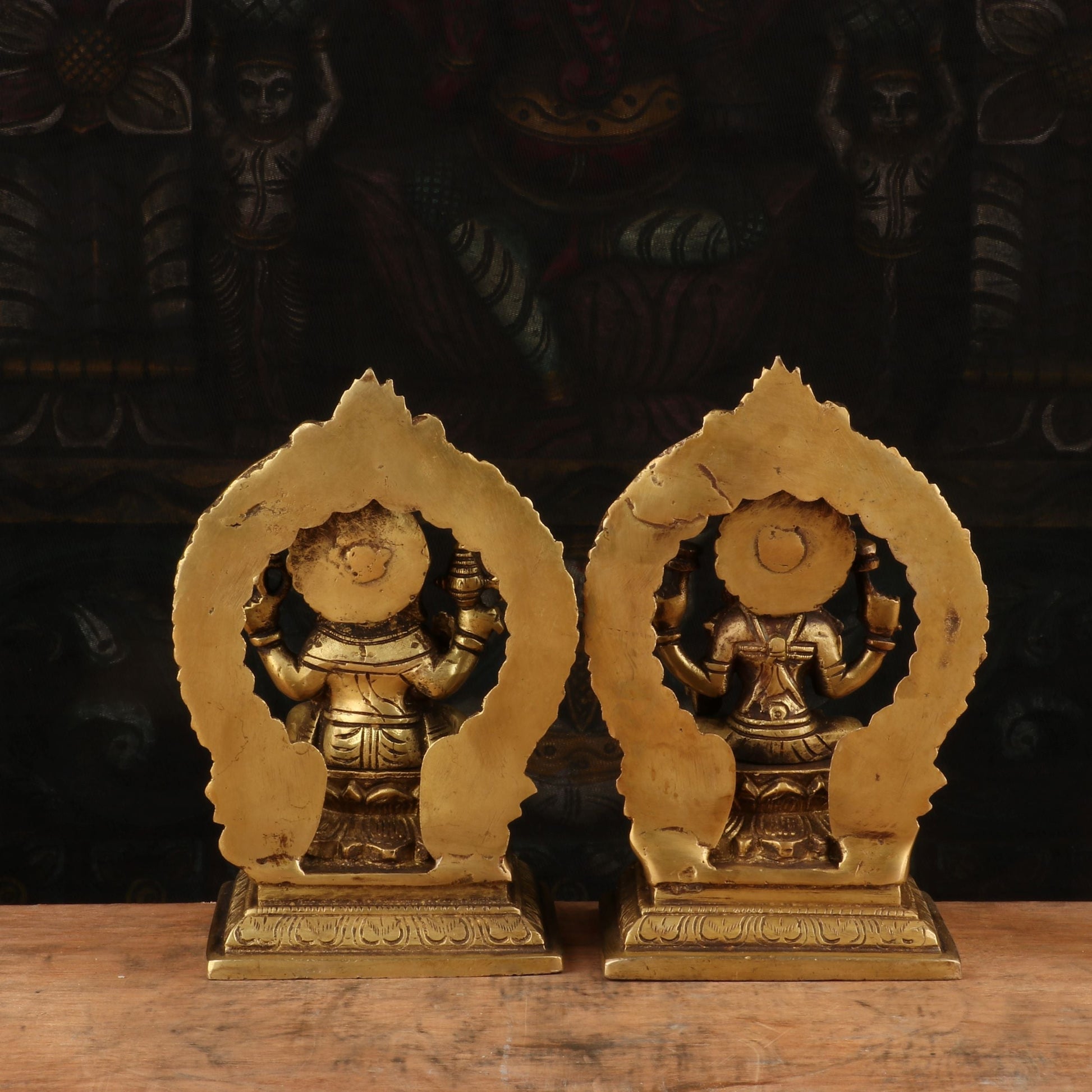Brass Antique Ganesha Lakshmi Idol 7" - Image 5