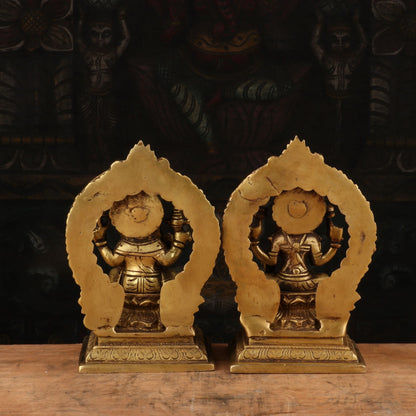 Brass Antique Ganesha Lakshmi Idol 7" by vendor-unknown - Hindu Gods (View 5)