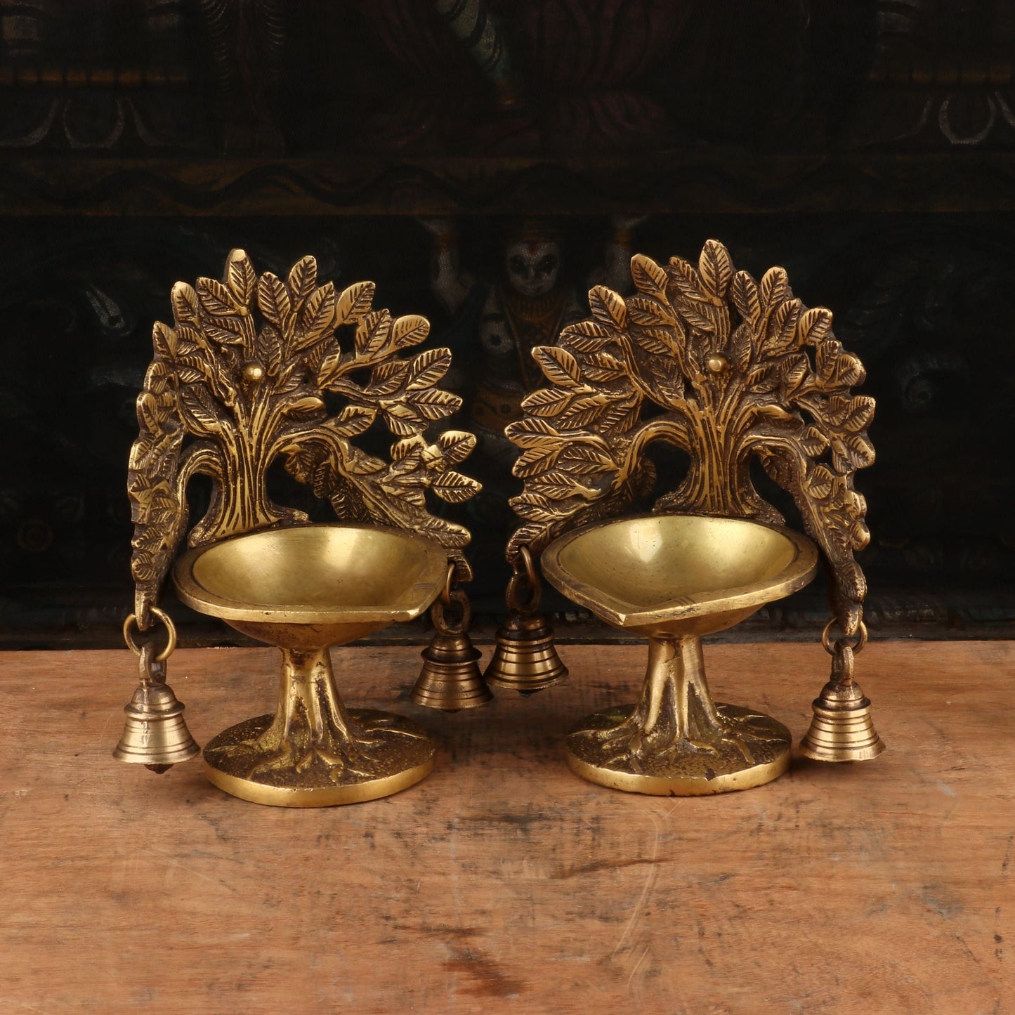 Brass Diya Pair Oil Lamp 7"
