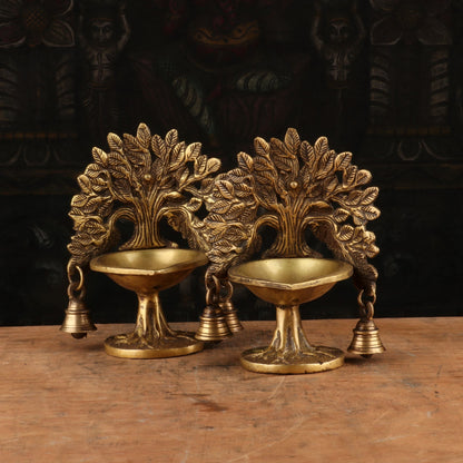 Brass Diya Pair Oil Lamp 7" by vendor-unknown - Spiritual (View 4)