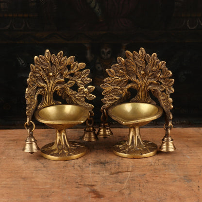 Brass Diya Pair Oil Lamp 7" by vendor-unknown - Spiritual