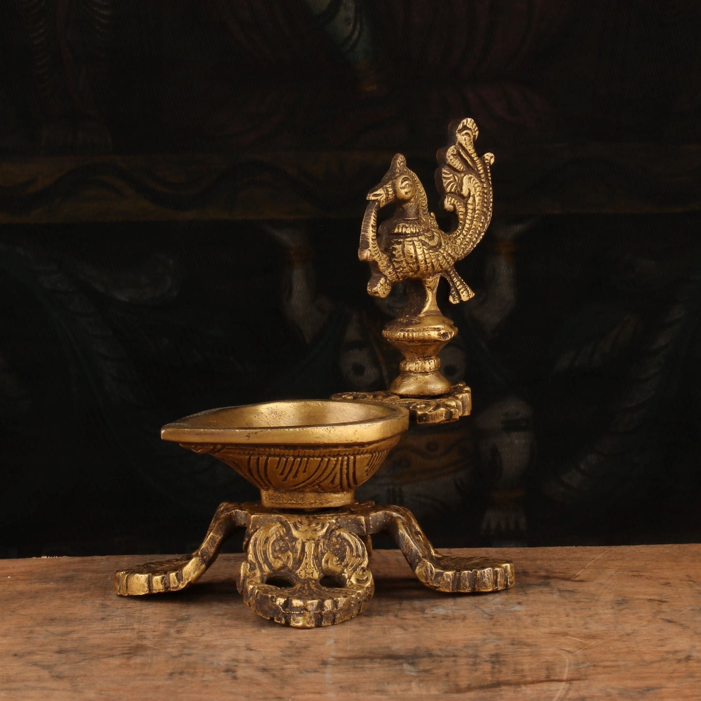 Brass Bird Diya Oil Lamp 5.5"