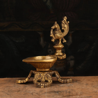 Brass Bird Diya Oil Lamp 5.5" by vendor-unknown - Spiritual (View 3)