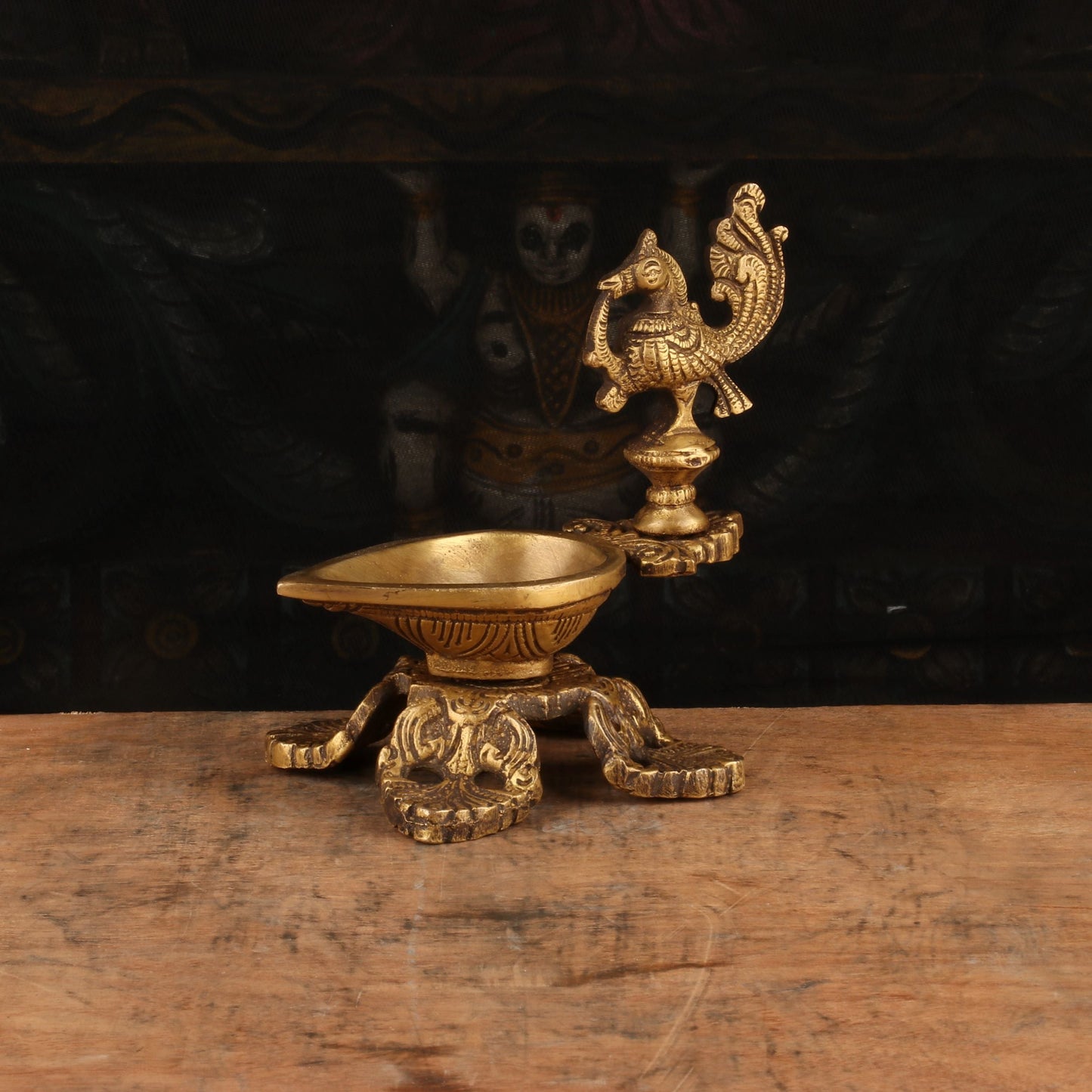 Brass Bird Diya Oil Lamp 5.5"
