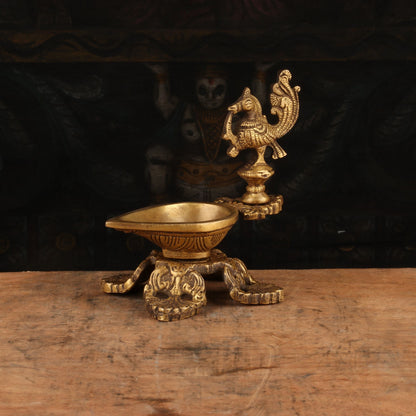 Brass Bird Diya Oil Lamp 5.5" by vendor-unknown - Spiritual (View 4)