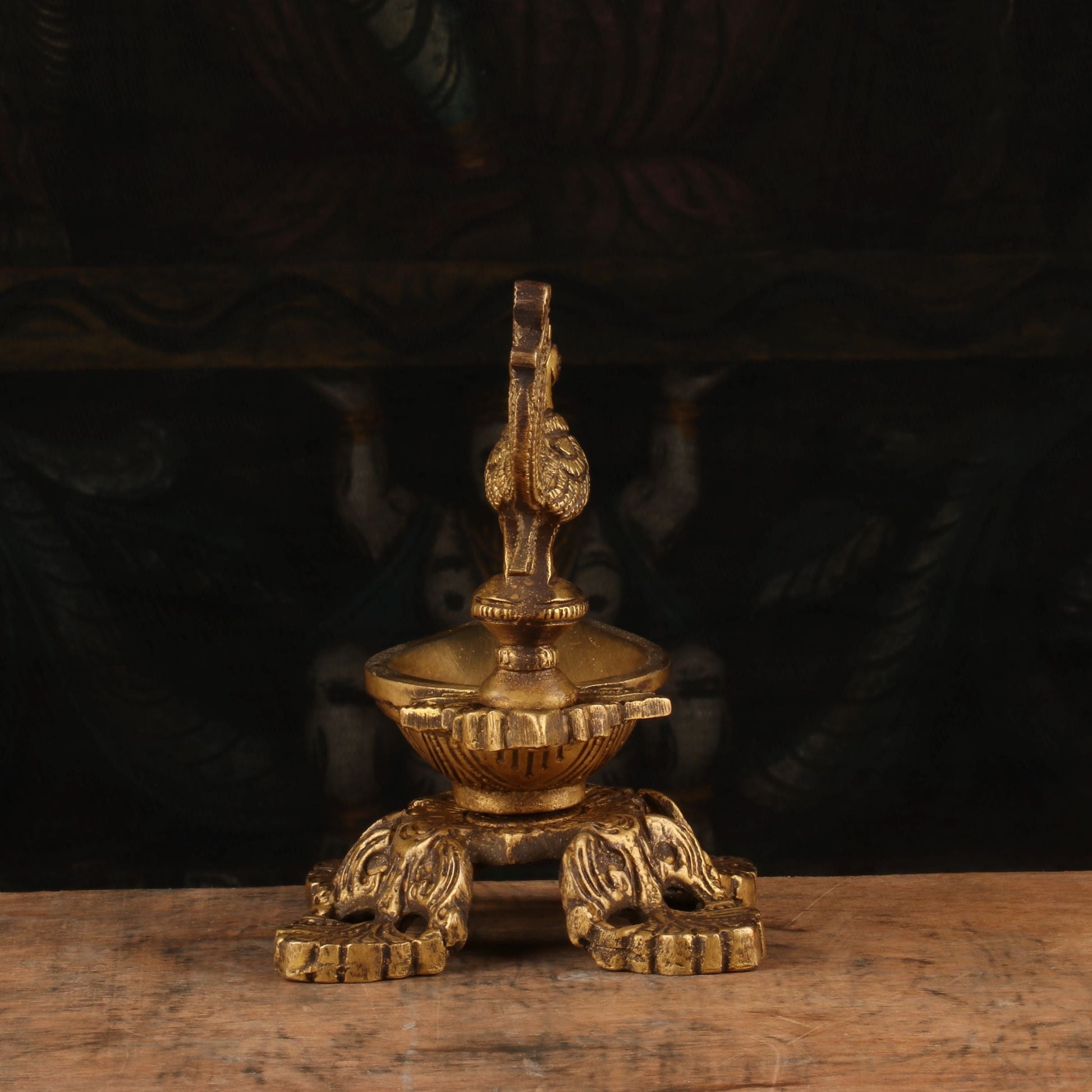 Brass Bird Diya Oil Lamp 5.5" - Image 5