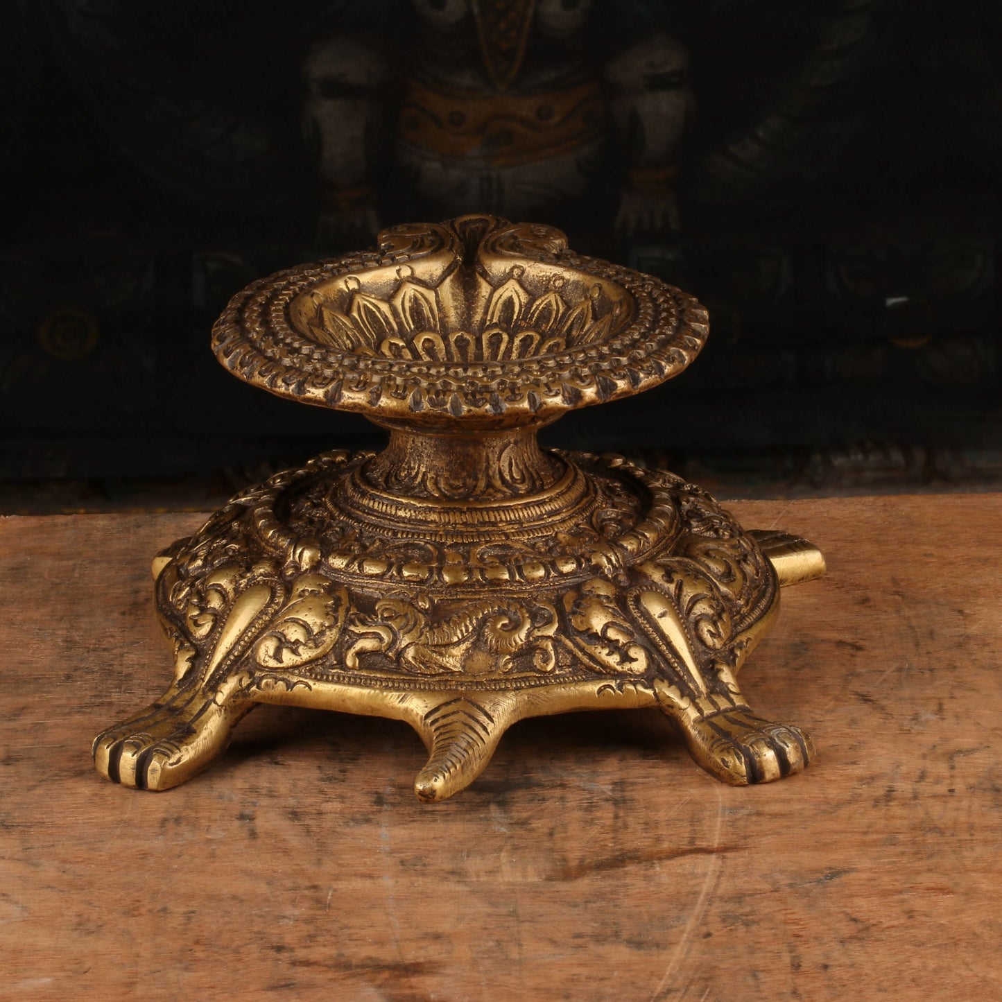 Brass Tortoise Diya Oil Lamp 4"