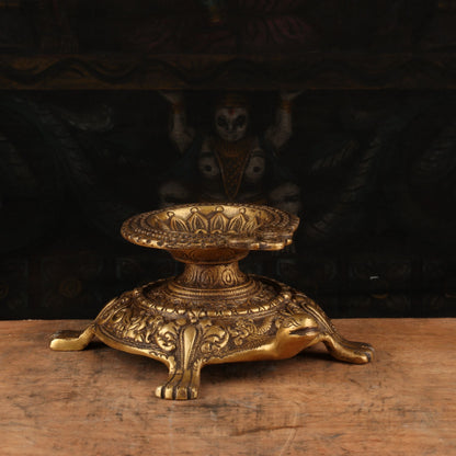 Brass Tortoise Diya Oil Lamp 4" by vendor-unknown - Spiritual