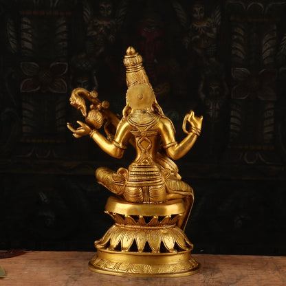 Brass Antique Goddess Saraswati Idol 12" by vendor-unknown - Hindu Gods (View 6)