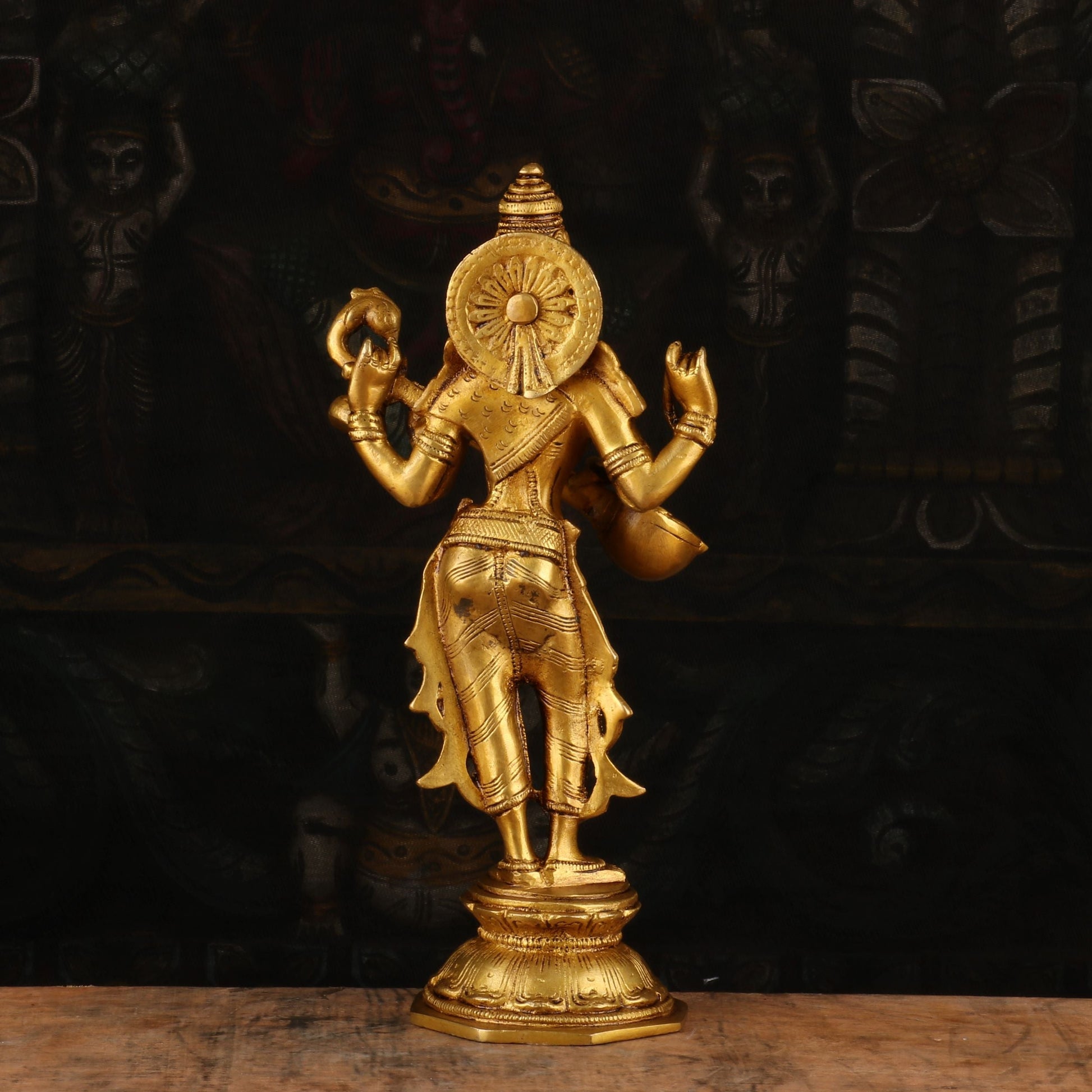 Brass Standing Saraswati Idol 10" - Image 4