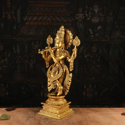 Brass Krishna Statue Idol Religious For Home Temple Decor Showpiece 20" by vendor-unknown - Hindu Gods (View 3)