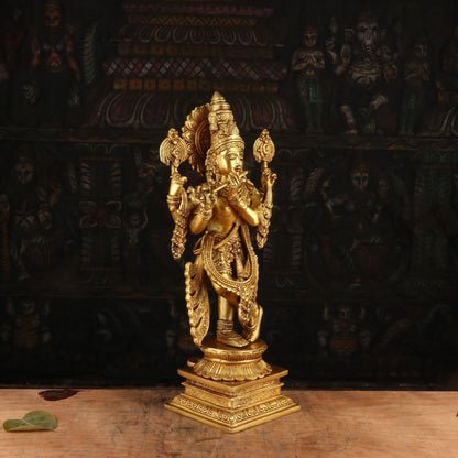 Brass Krishna Statue Idol Religious For Home Temple Decor Showpiece 20" by vendor-unknown - Hindu Gods (View 4)