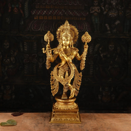 Brass Krishna Statue Idol Religious For Home Temple Decor Showpiece 20" by vendor-unknown - Hindu Gods