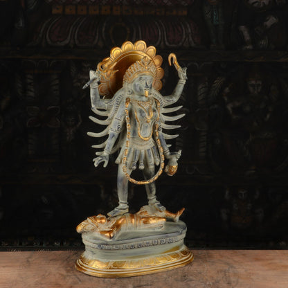 Brass Maa Kali Statue Antique Finished Idol Reigious Home Temple Decor 1.5 Feet by vendor-unknown - Masterpieces (View 4)